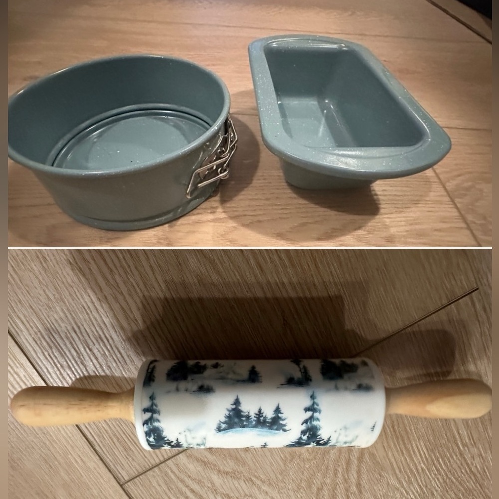 Blue Speckled Springform Mini Pan Set With Mini Rolling Pin